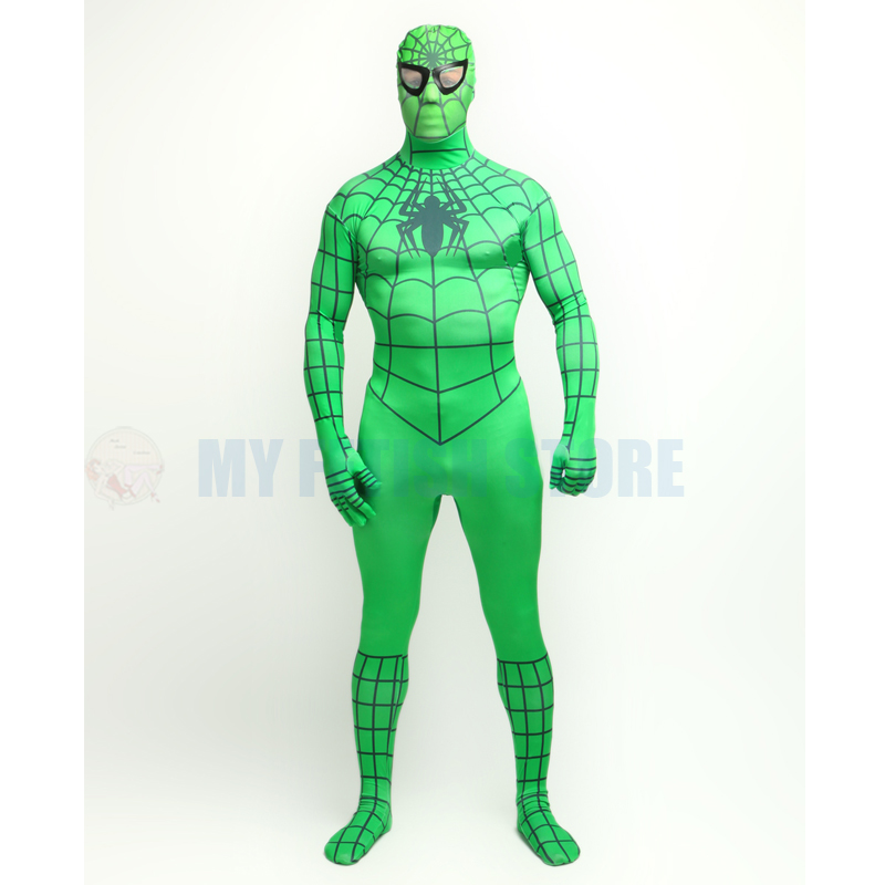 Full Body green Spider-man Lycra Spandex Bodysuit Cosplay ...