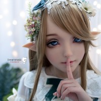(M13) DMS ILIA Soft Silicone Full Head Cosplay Sweet Girl Female crossdress Kigurumi Mask With Removable Elf Ear Drag Queen