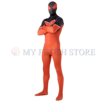Full Body black and orange Spider-man Lycra Spandex Bodysuit Cosplay Zentai  Suit Halloween Fancy Dress Costume 