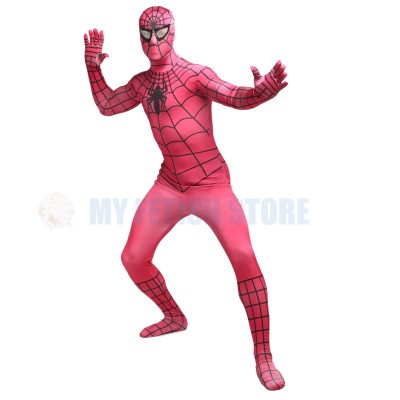 Full Body Pink  Spider-man Lycra Spandex Bodysuit Cosplay Zentai  Suit Halloween Fancy Dress Costume 