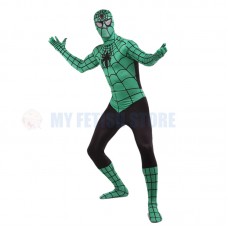 Full Body  Green and black Spider-man Lycra Spandex Bodysuit Cosplay Zentai  Suit Halloween Fancy Dress Costume 