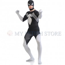 Full Body white and black  Spider-man Lycra Spandex Bodysuit Cosplay Zentai  Suit Halloween Fancy Dress Costume 