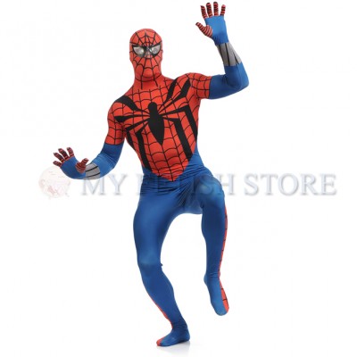 a1 Full Body red and blue Spider-man Lycra Spandex Bodysuit Cosplay Zentai  Suit Halloween Fancy Dress Costume 