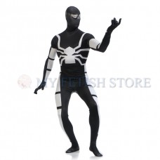 a1Full Body black and White Spider-man Lycra Spandex Bodysuit Cosplay Zentai  Suit Halloween Fancy Dress Costume 