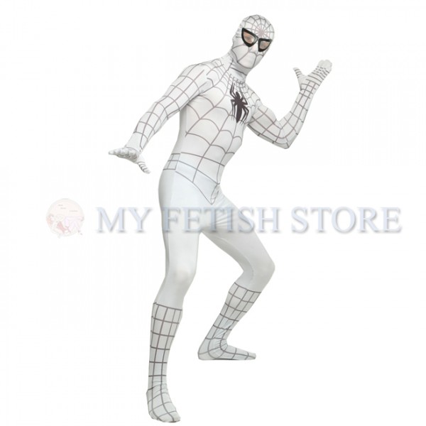 Full Body White and black Spider-man Lycra Spandex Bodysuit Cosplay ...