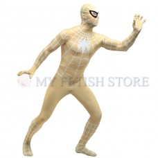 Full Body  White and yellow Spider-man Lycra Spandex Bodysuit Cosplay Zentai  Suit Halloween Fancy Dress Costume 
