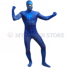 Full Body  blue Spider-man Lycra Spandex Bodysuit Cosplay Zentai  Suit Halloween Fancy Dress Costume 