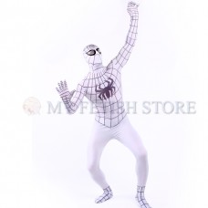 a1Full Body  white Spider-man Lycra Spandex Bodysuit Cosplay Zentai  Suit Halloween Fancy Dress Costume 
