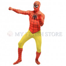 Full Body  Orange and yellow Spider-man Lycra Spandex Bodysuit Cosplay Zentai  Suit Halloween Fancy Dress Costume 
