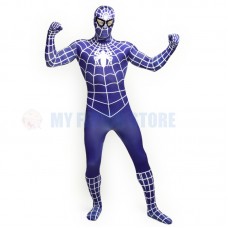a2Full Body  blue Spider-man Lycra Spandex Bodysuit Cosplay Zentai  Suit Halloween Fancy Dress Costume 