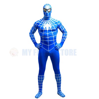 a3Full Body  blue Spider-man Lycra Spandex Bodysuit Cosplay Zentai  Suit Halloween Fancy Dress Costume 