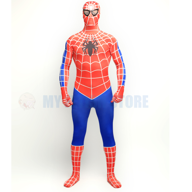 Full Body red and blue Spider-man Lycra Spandex Bodysuit Cosplay Zentai ...