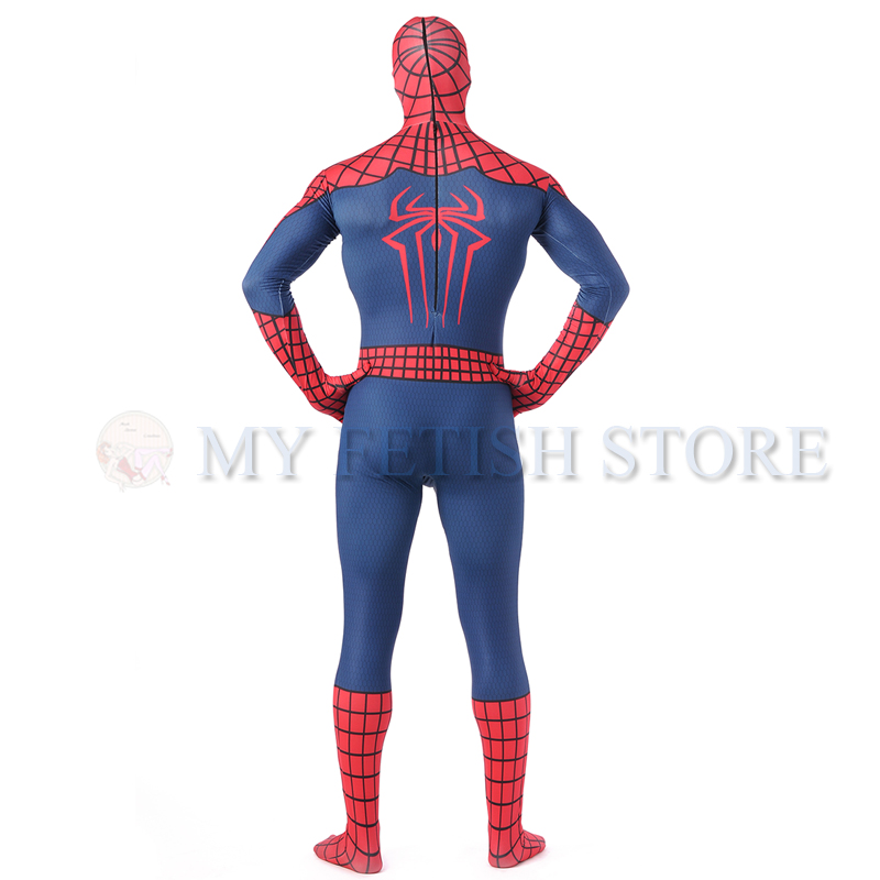 Full Body Blue and Red Spider-man Lycra Spandex Bodysuit Cosplay Zentai ...