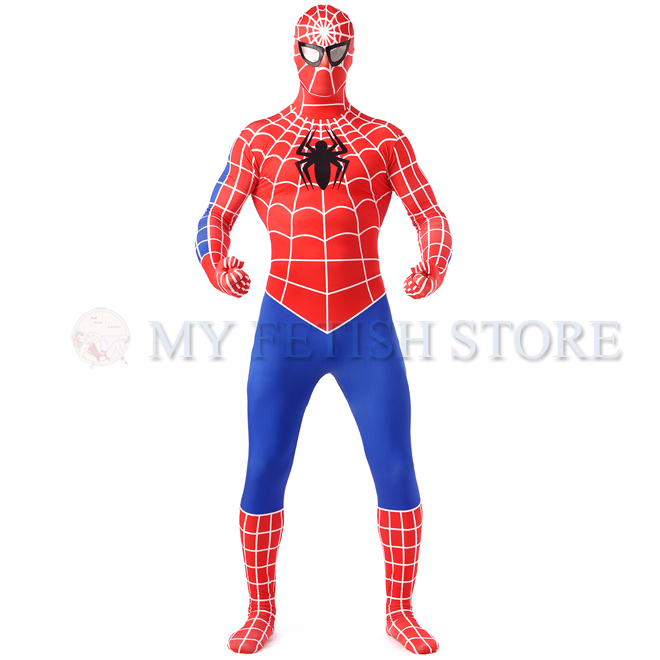 Full Body red and blue Spider-man Lycra Spandex Bodysuit Cosplay Zentai ...