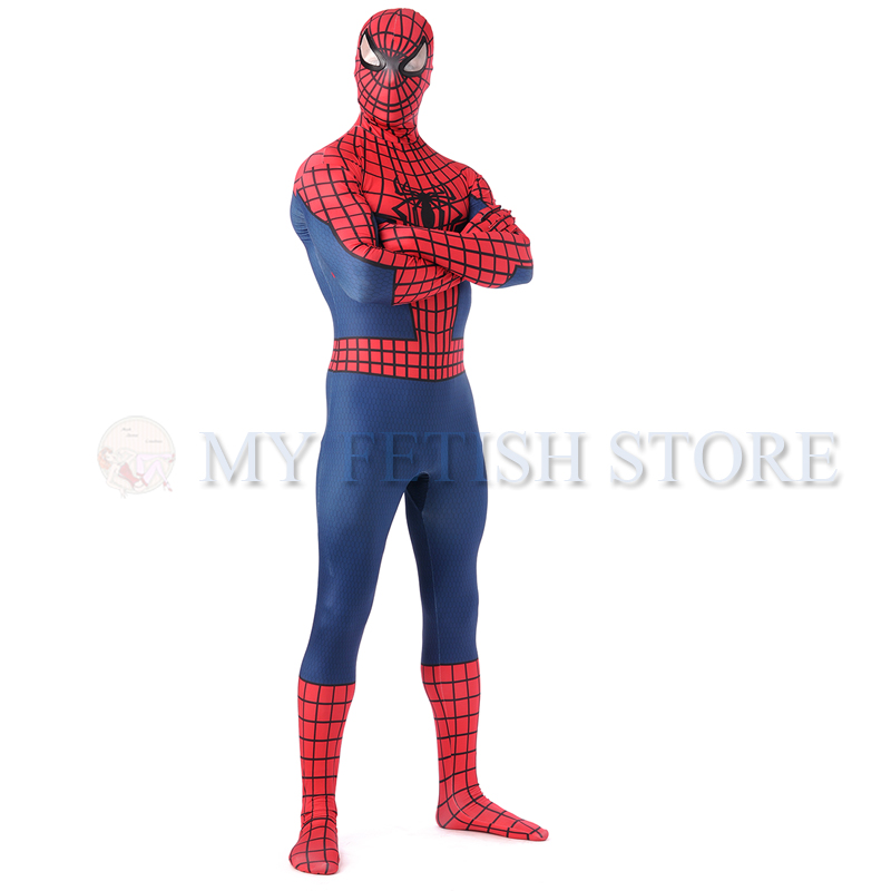 Full Body Blue and Red Spider-man Lycra Spandex Bodysuit Cosplay Zentai ...